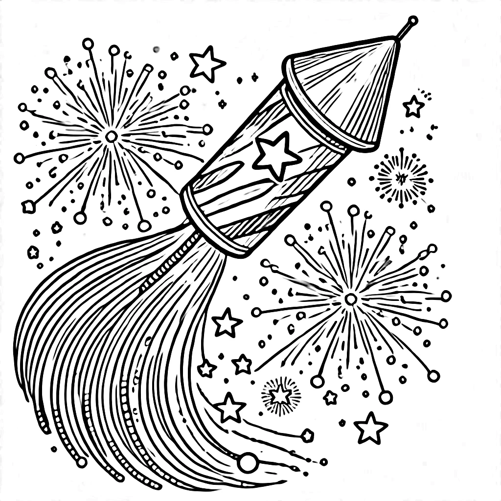 coloriage Feu D’artifice pour enfant de 6 ans