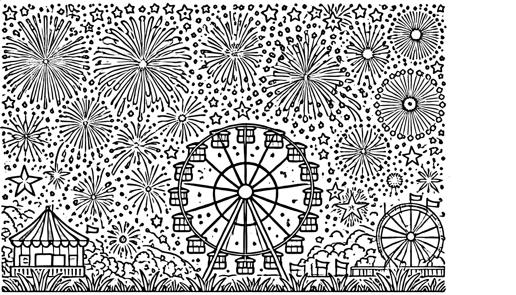 coloriage Feu D’artifice pour enfant à imprimer