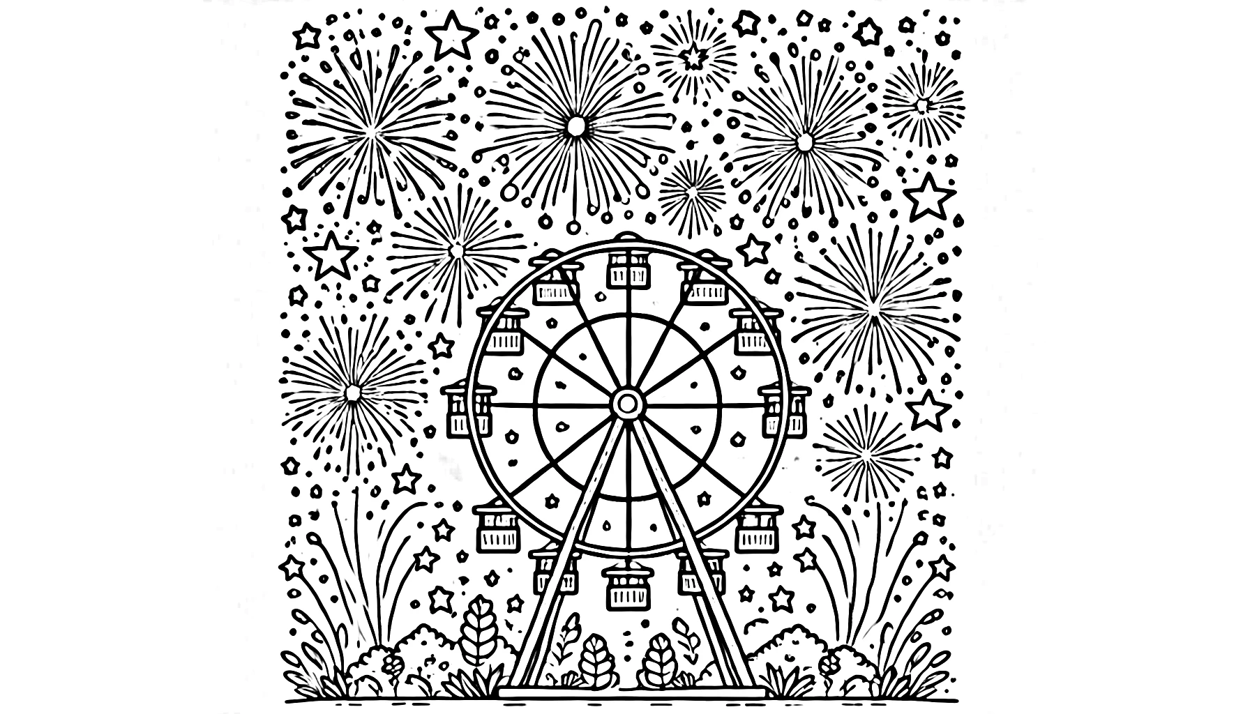 coloriage Feu D’artifice en ligne pour enfant