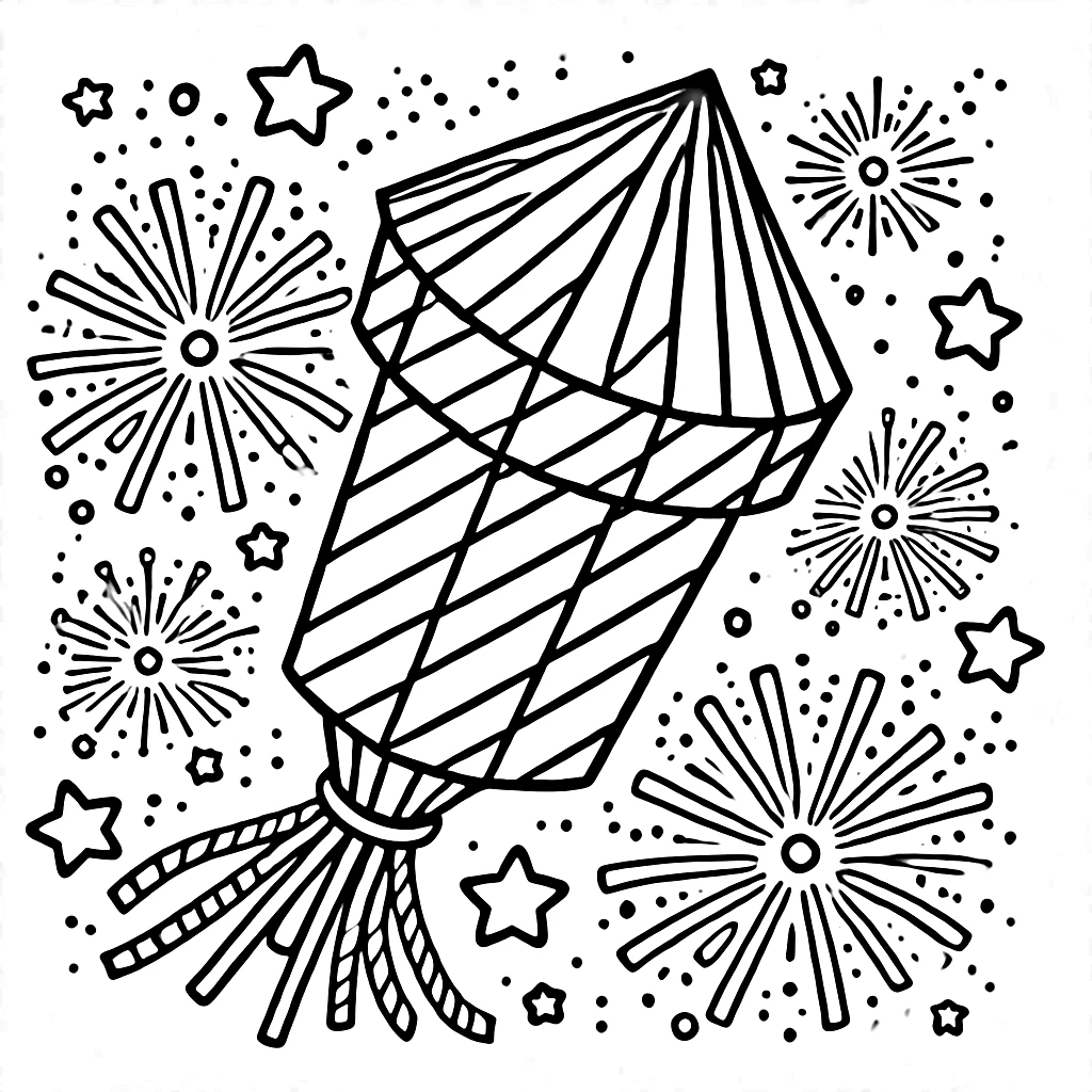 coloriage Feu D’artifice pour enfant gratuit