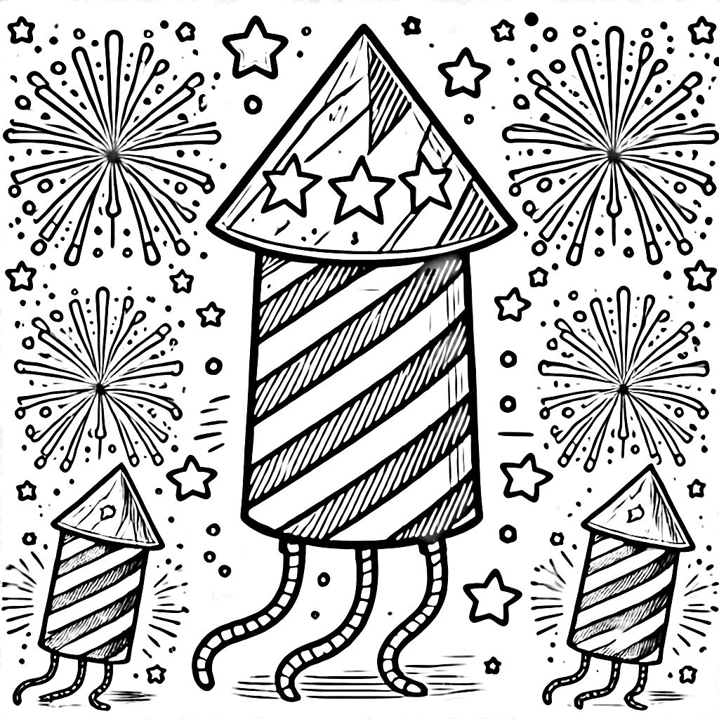 coloriage Feu D’artifice pour enfant