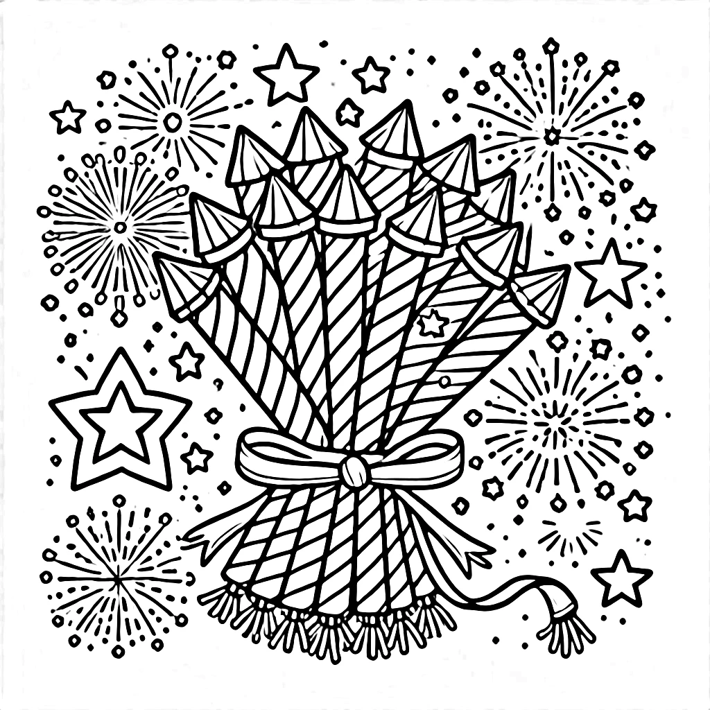 coloriage Feu D’artifice pour enfant de 7 ans