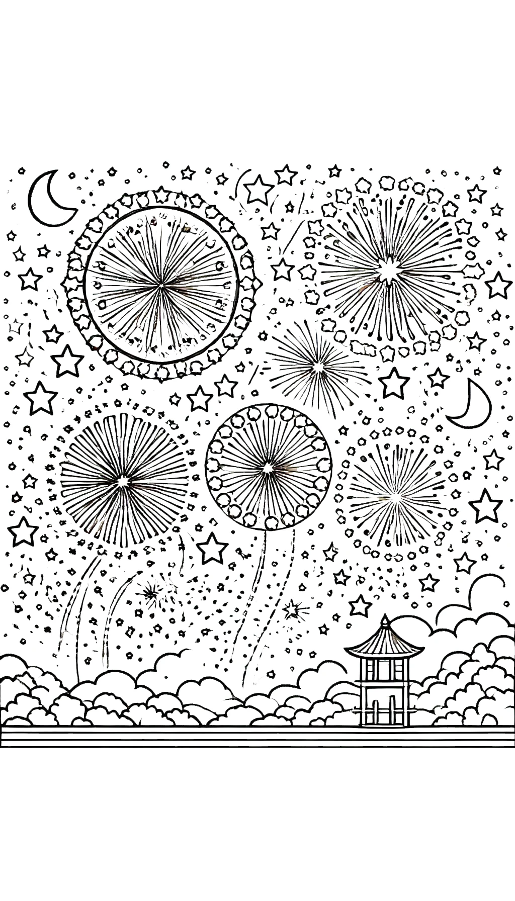 coloriage Feu D’artifice a dessiner et imprimer