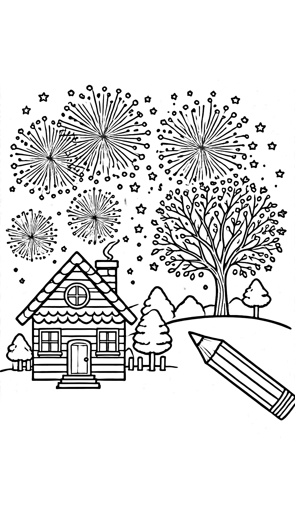 coloriage Feu D’artifice à imprimer kawaii