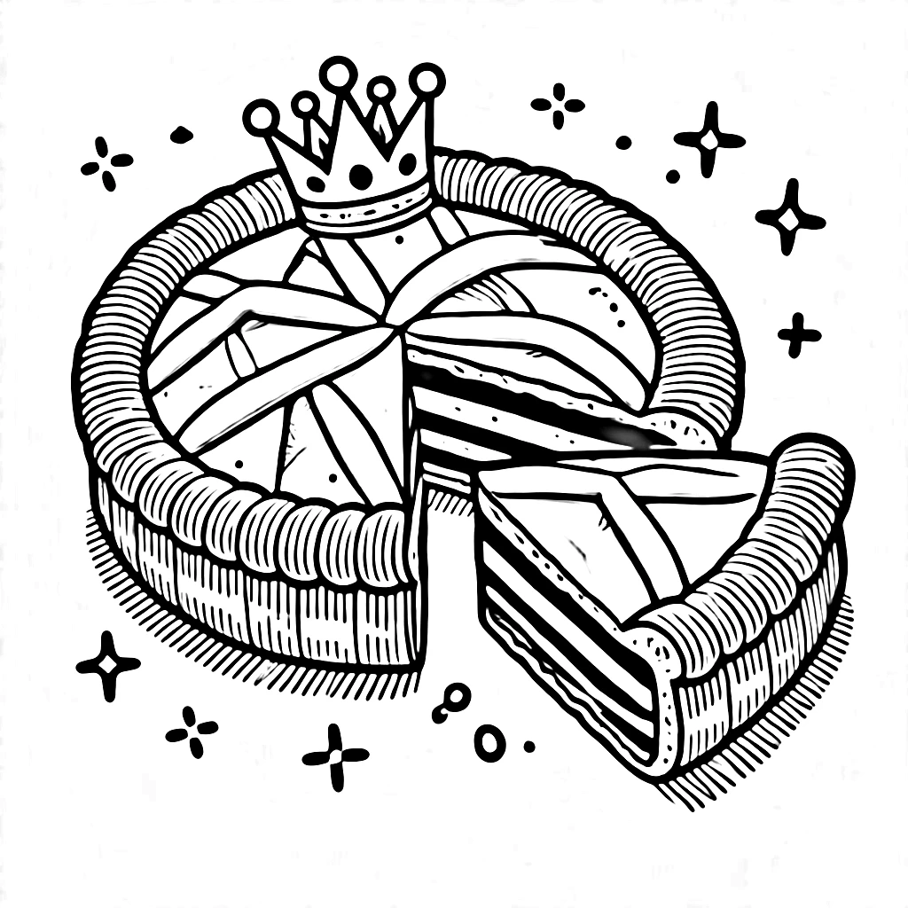 coloriage Galette des rois à imprimer pour enfant de 6 ans