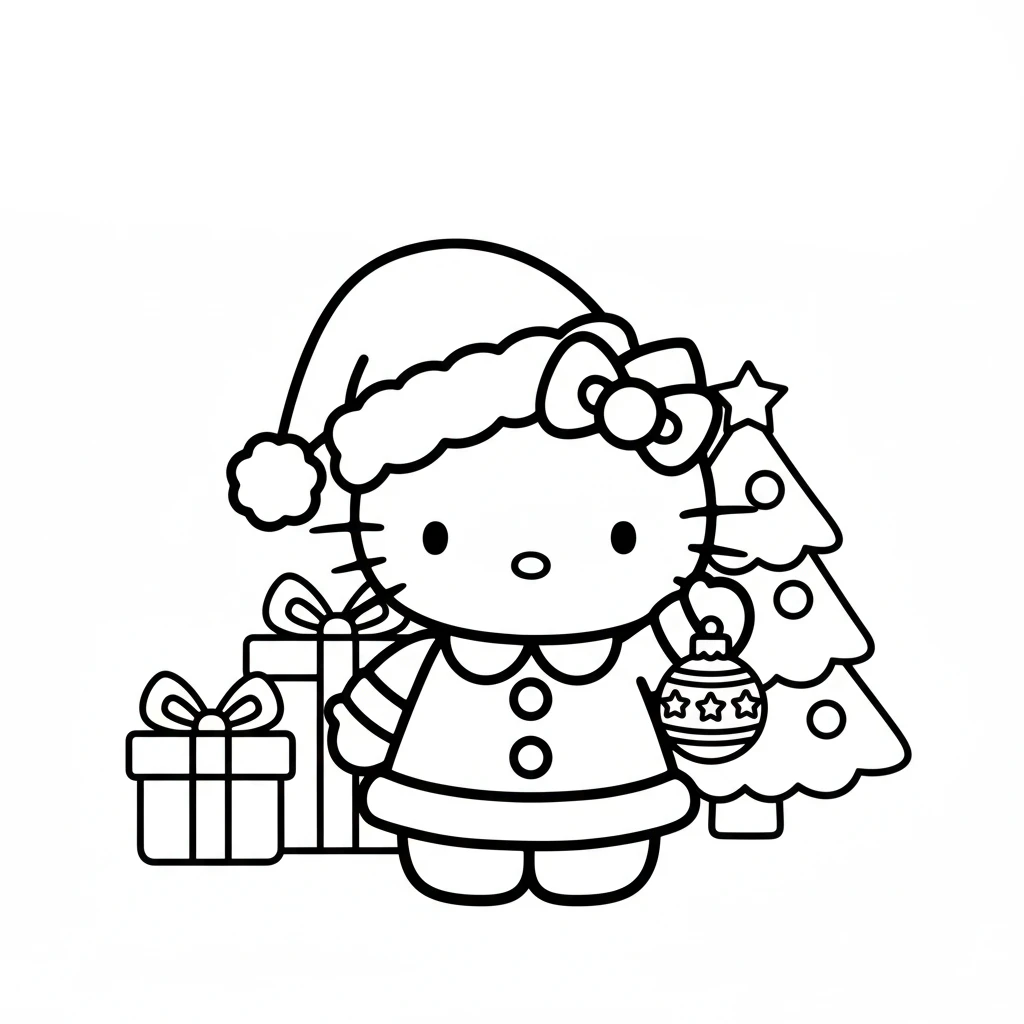 imprimer coloriage Hello Kitty Noël
