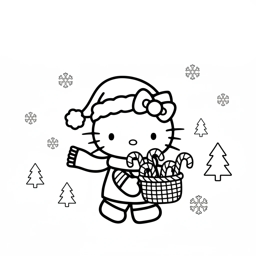 coloriage Hello Kitty Noël a imprimer gratuitement
