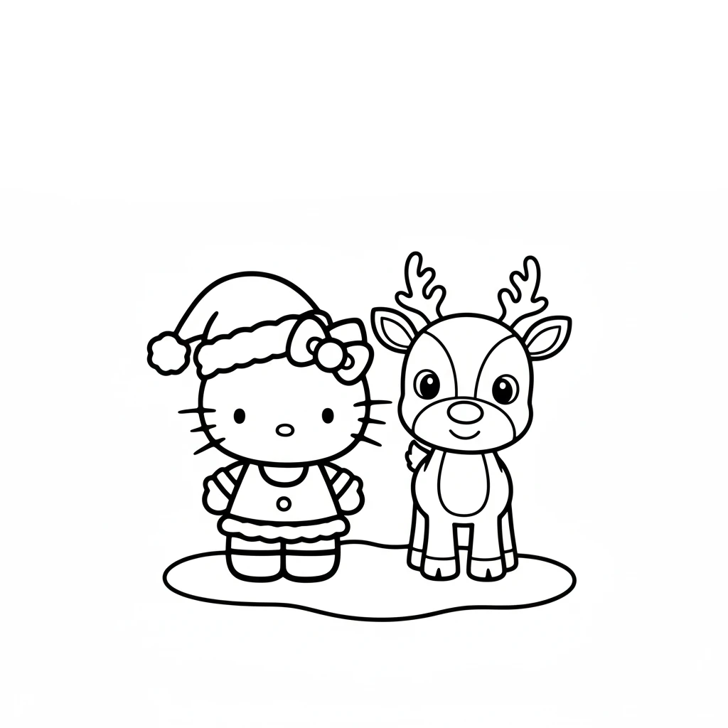 coloriage Hello Kitty Noël à imprimer kawaii