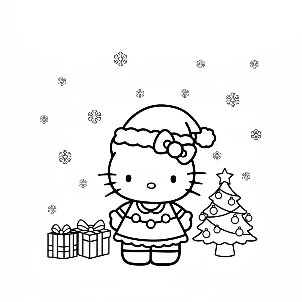 coloriage Hello Kitty Noël en ligne
