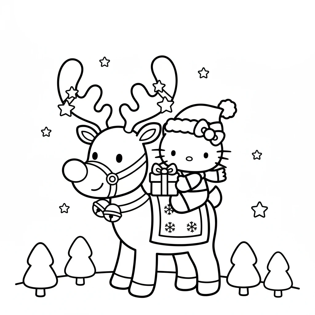 coloriage Hello Kitty Noël et apprentissage