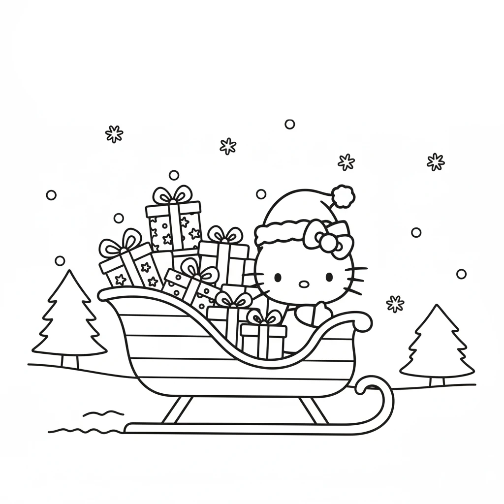 coloriage Hello Kitty Noël pour enfant de 2 ans