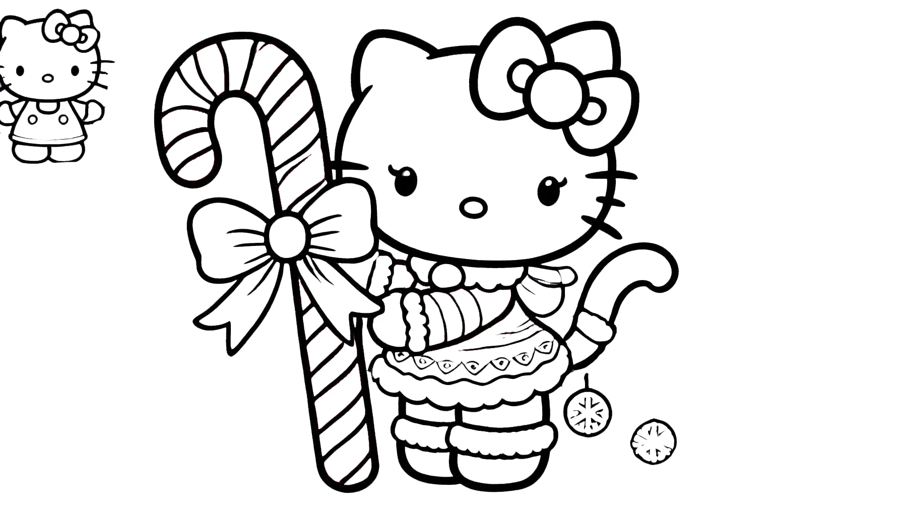 coloriage Hello Kitty Noël à imprimer pour enfant de 3 ans