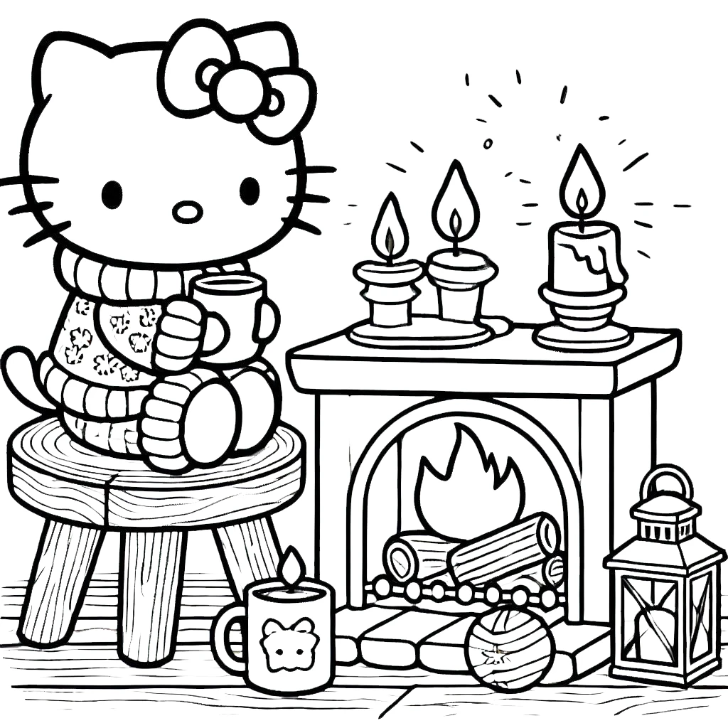 coloriage Hello Kitty Noël à imprimer pdf gratuit 1