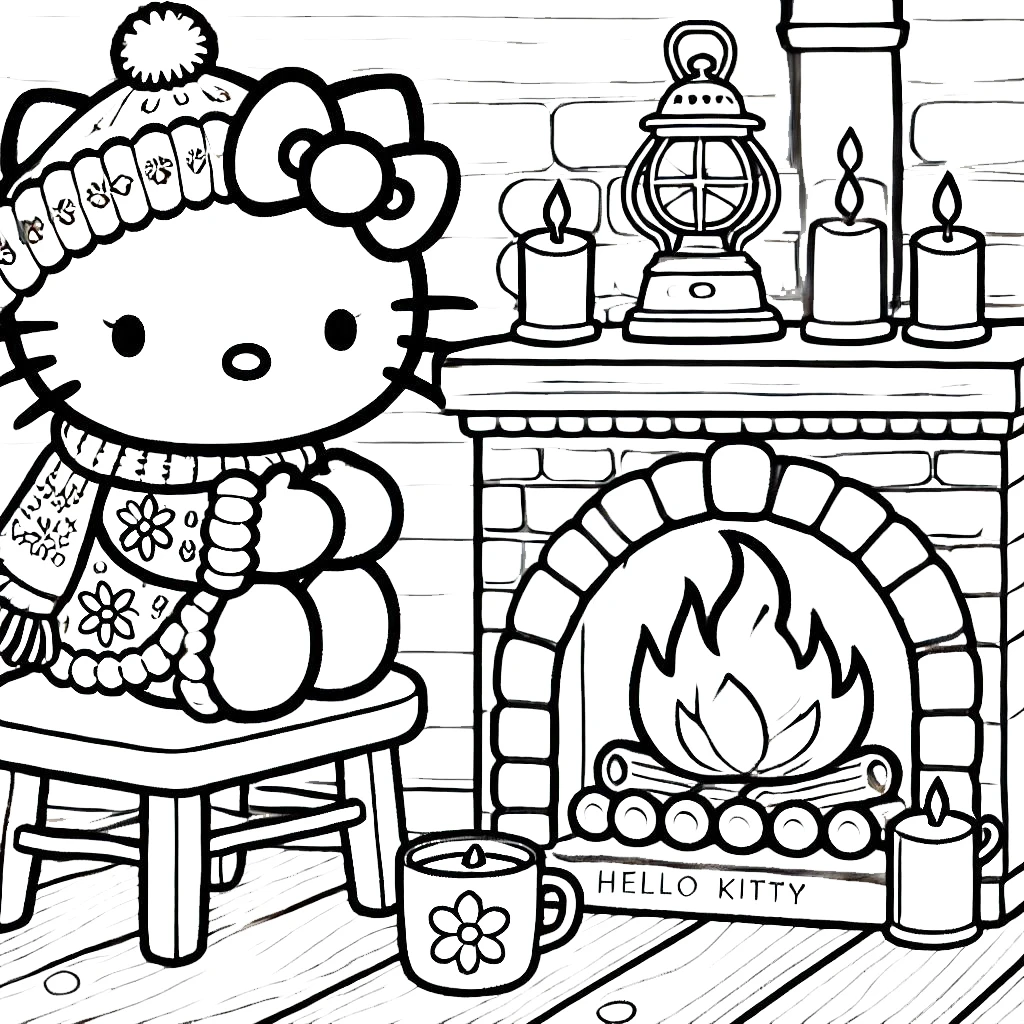 coloriage Hello Kitty Noël pour enfant de 10 ans