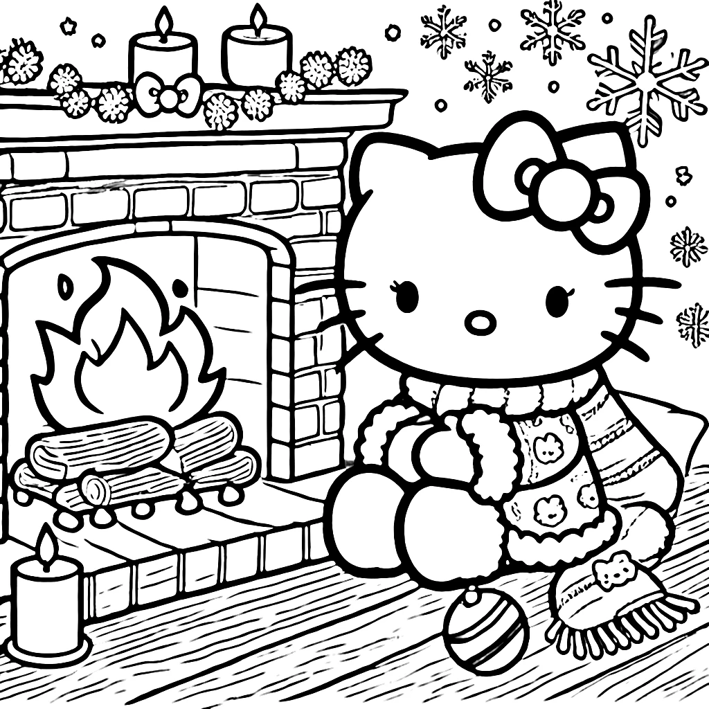 coloriage Hello Kitty Noël a imprimer gratuitement