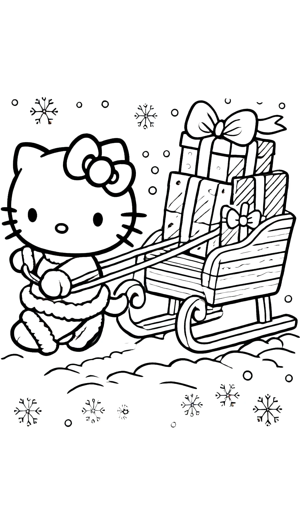 coloriage Hello Kitty Noël à imprimer pdf gratuit 2