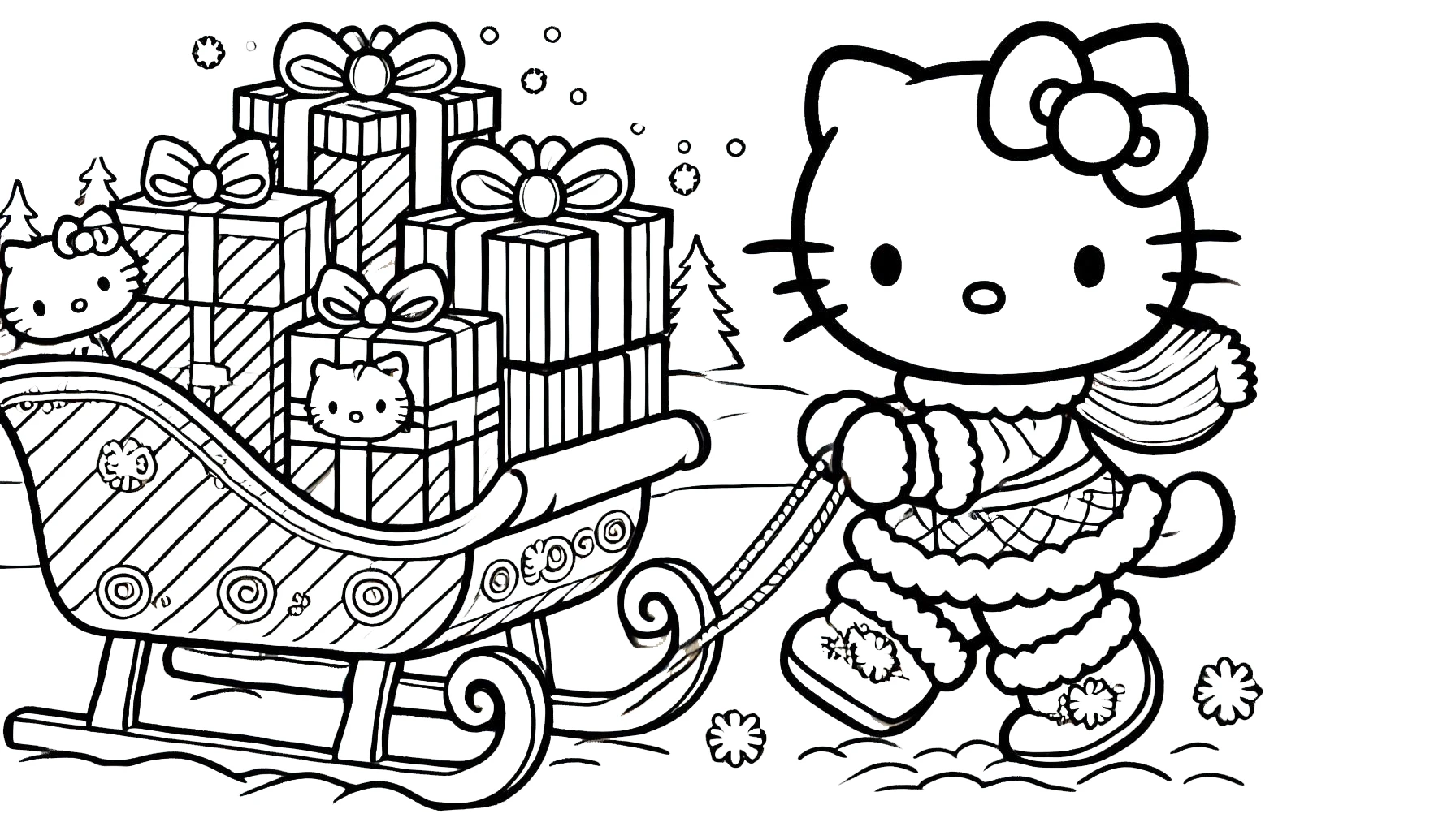 coloriage Hello Kitty Noël gratuit