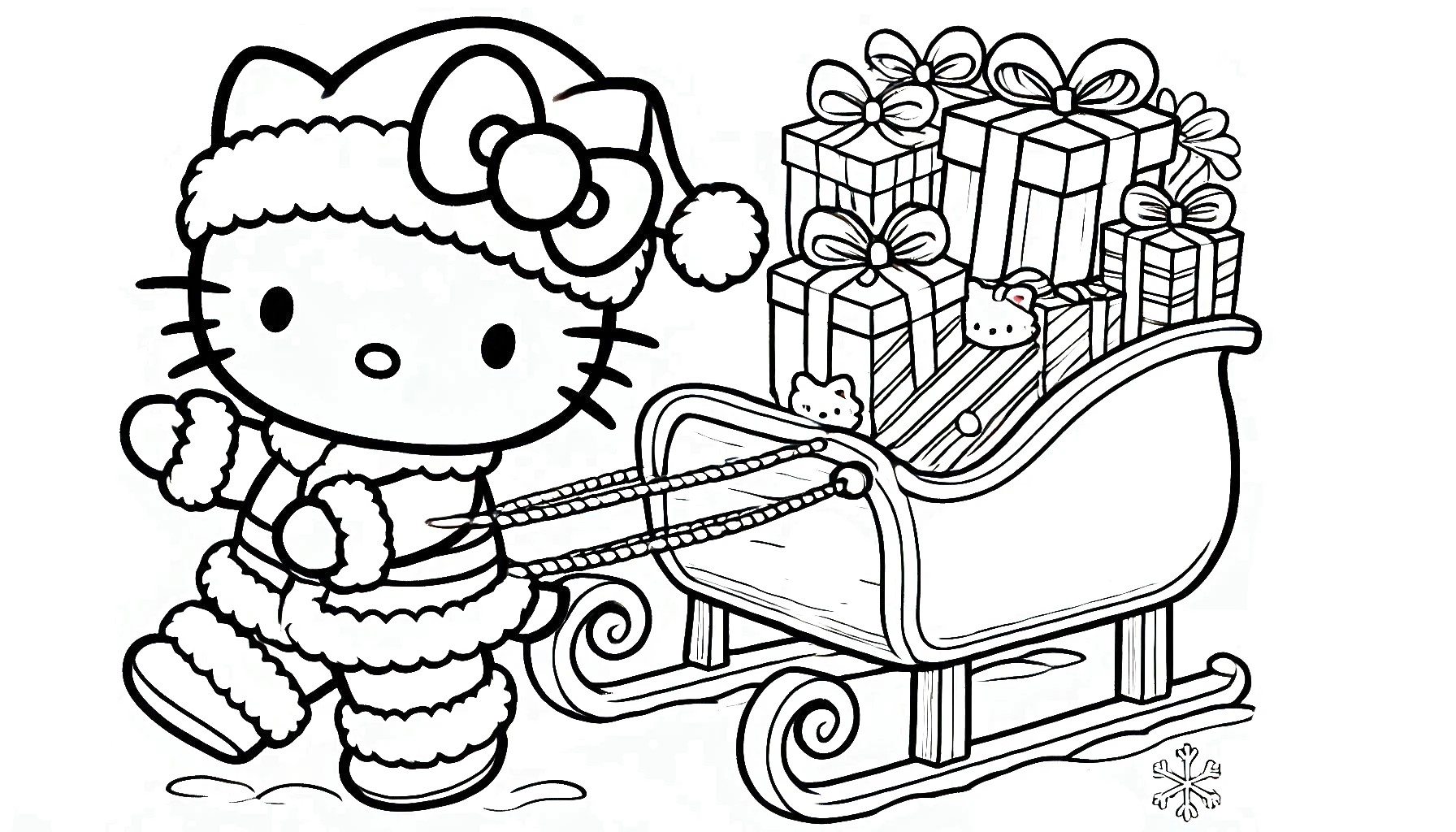 coloriage Hello Kitty Noël a imprimer gratuit