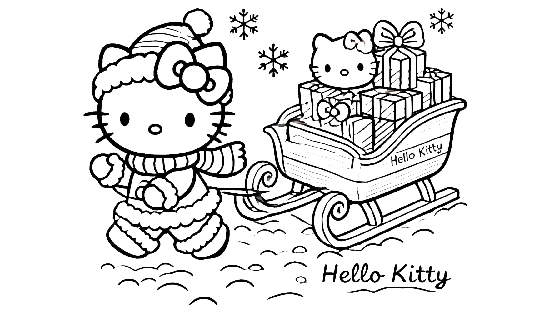 coloriage Hello Kitty Noël pour enfant de 8 ans