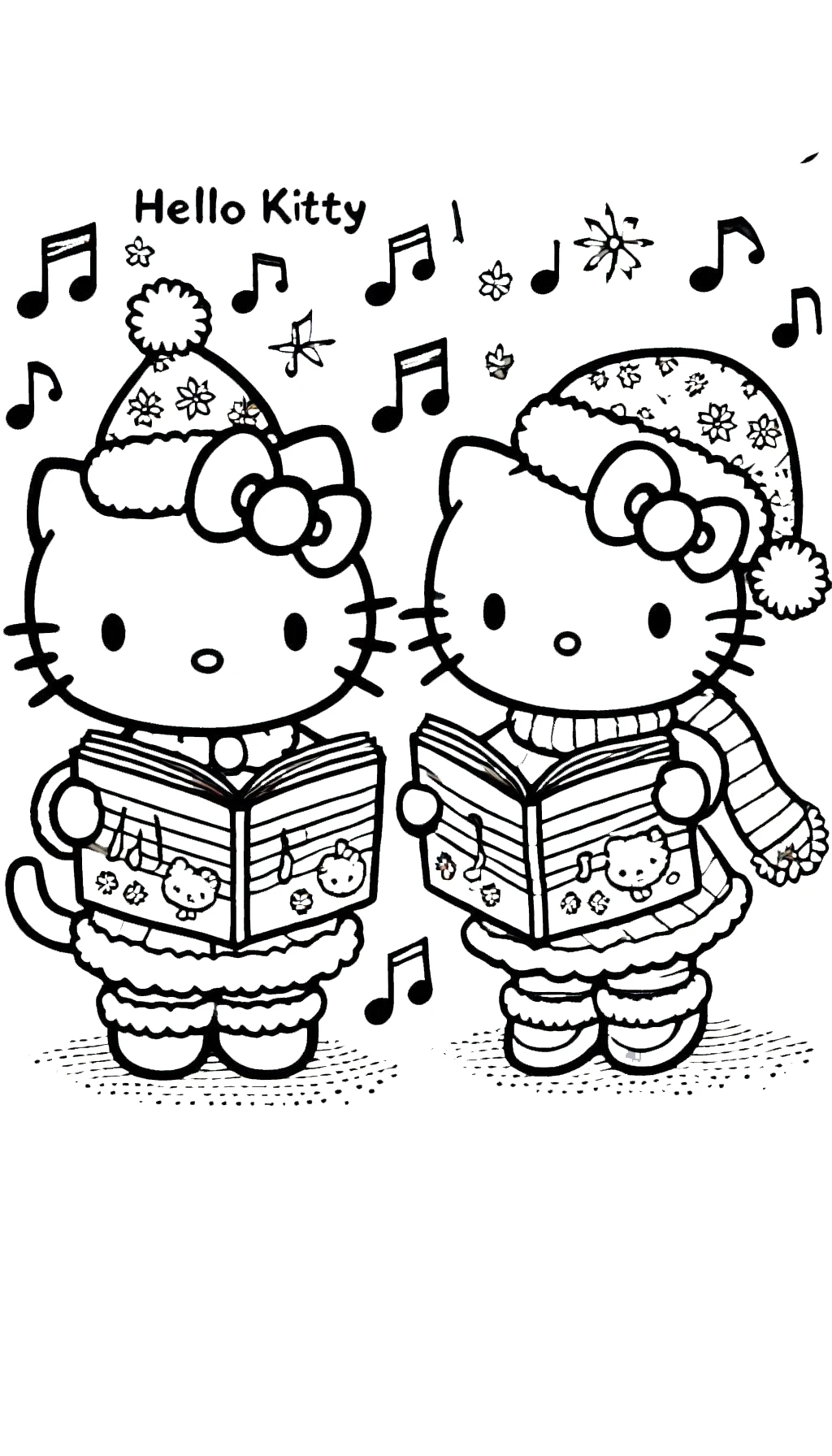 coloriage Hello Kitty Noël a colorier en ligne gratuitement