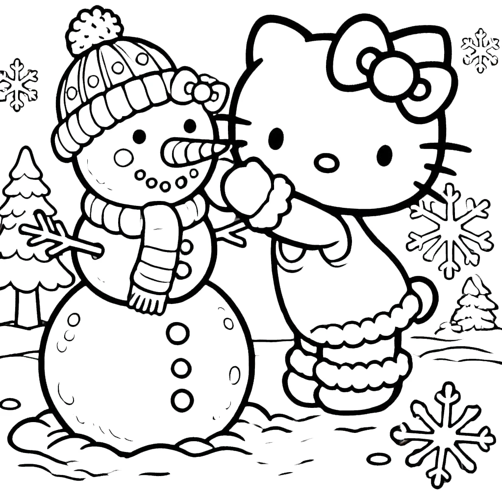 coloriage Hello Kitty Noël pour enfant à imprimer