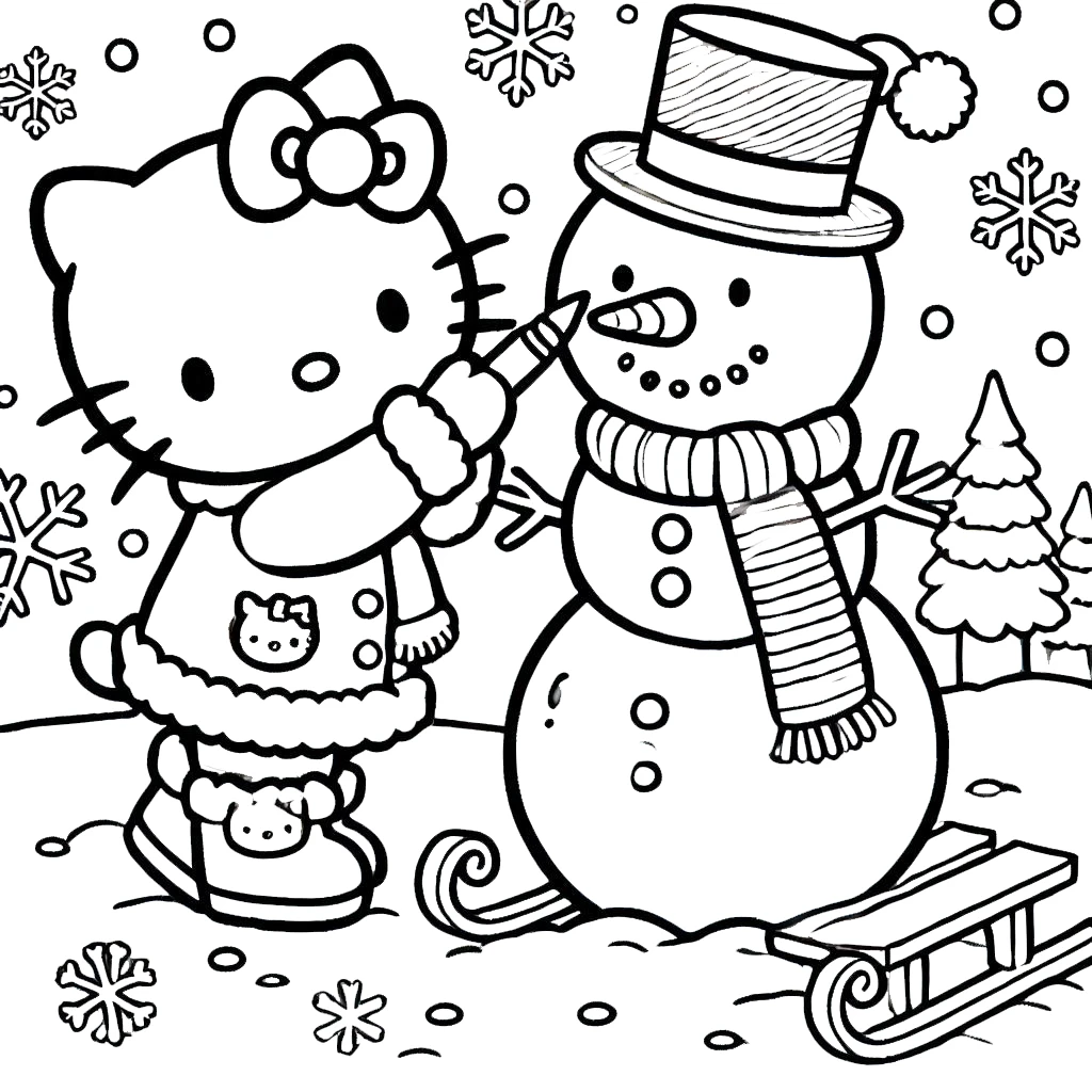 télécharger coloriage Hello Kitty Noël gratuit