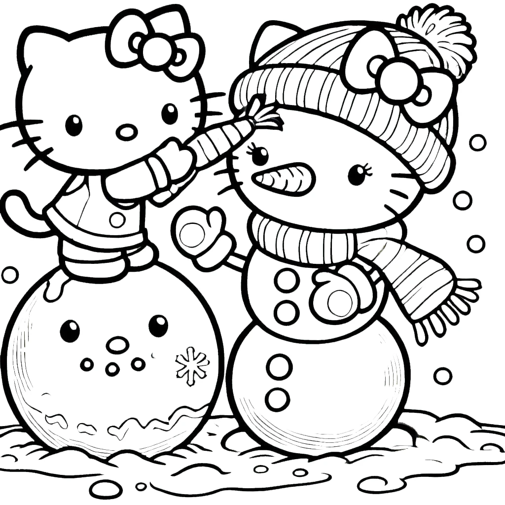 coloriage Hello Kitty Noël pour enfant a imprimer gratuit