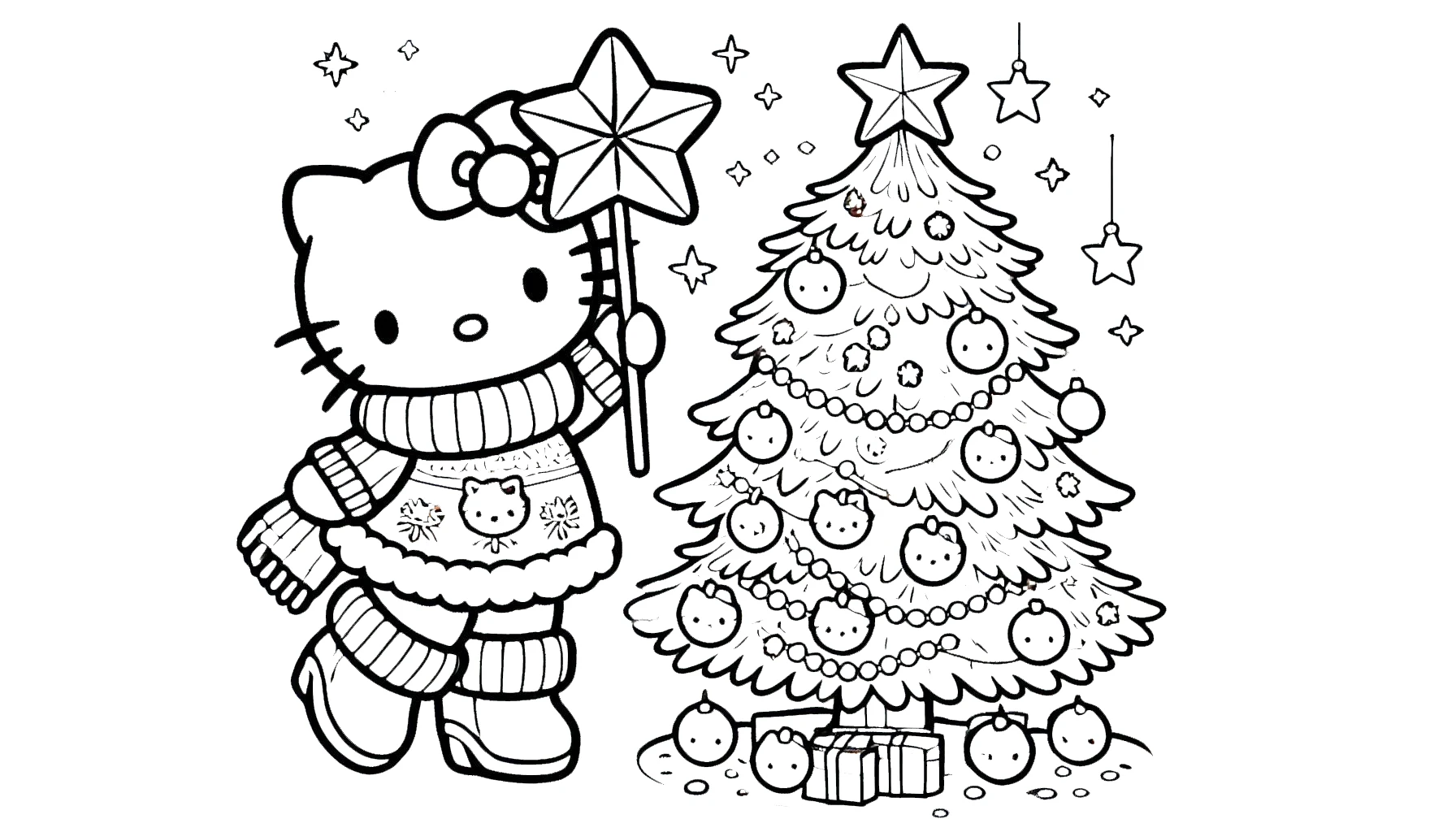 coloriage Hello Kitty Noël gratuit en ligne