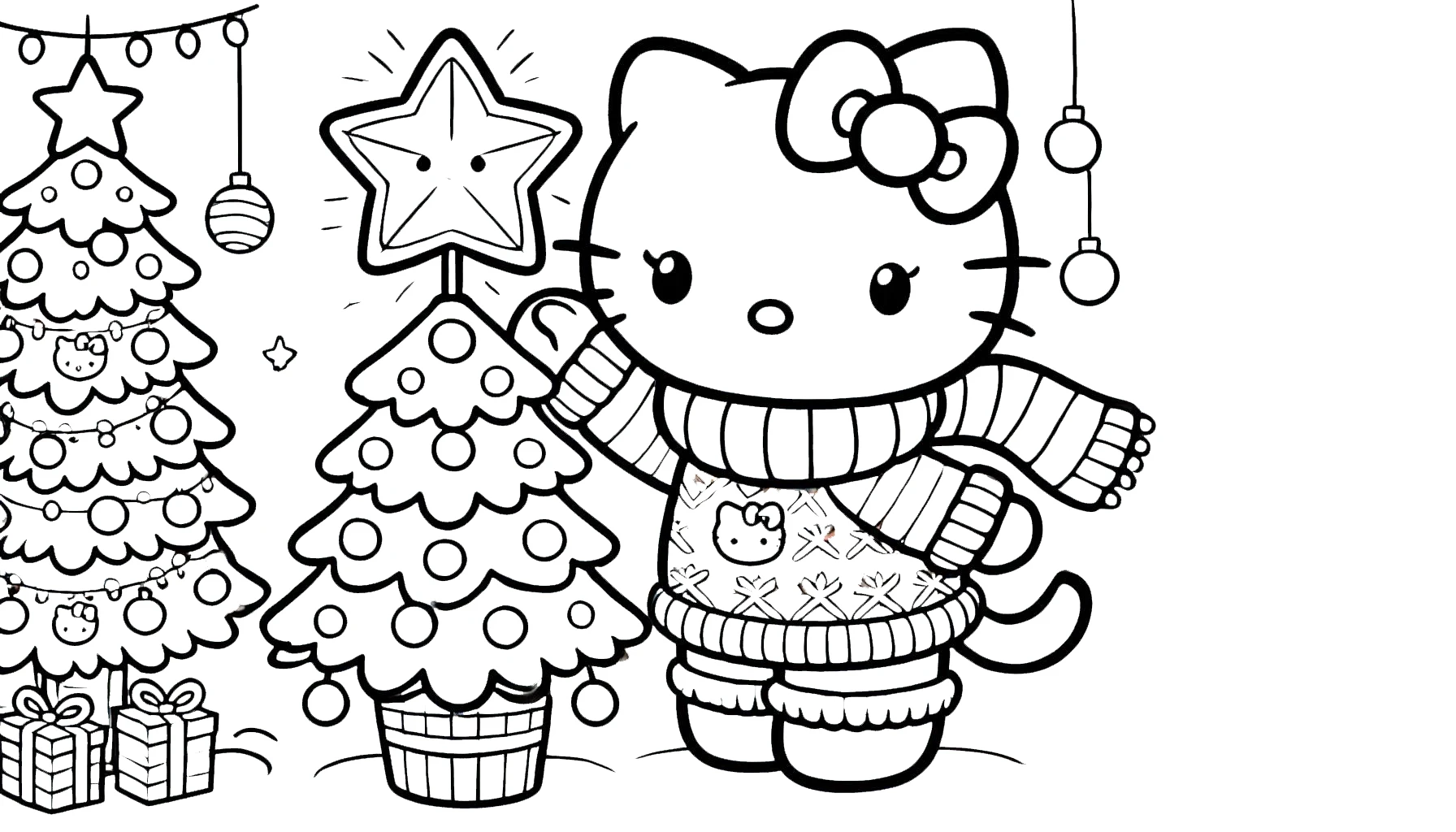 coloriage Hello Kitty Noël à imprimer pdf