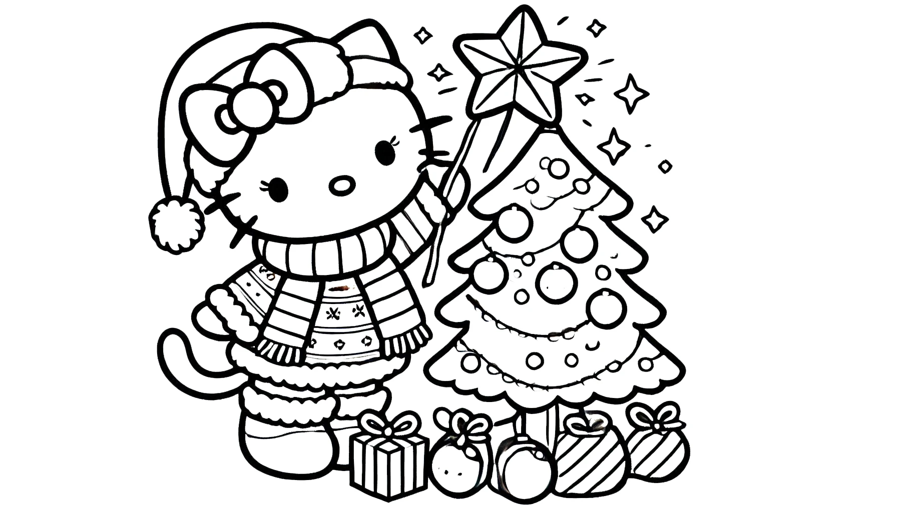 coloriage Hello Kitty Noël pour enfants