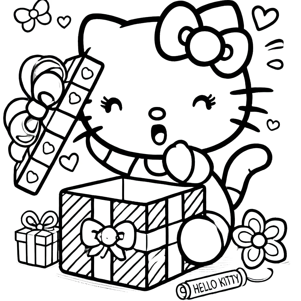 coloriage Hello Kitty Noël a colorier en ligne gratuitement 1