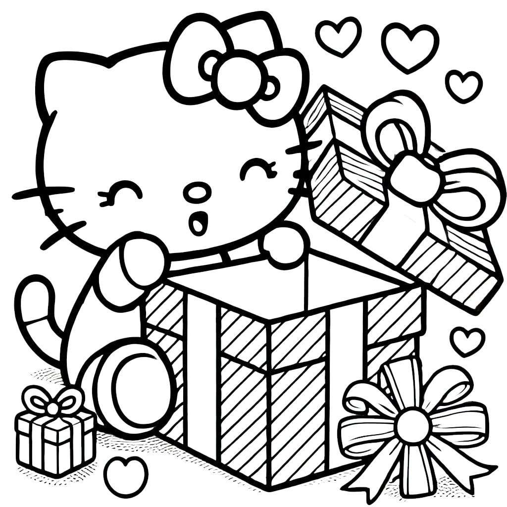 coloriage Hello Kitty Noël pour enfant de 4 ans