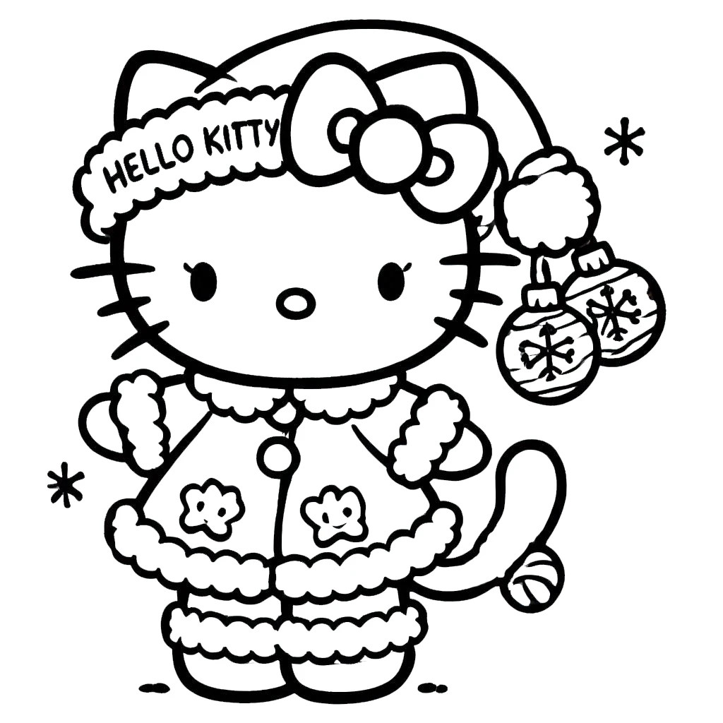 coloriage Hello Kitty Noël gratuit a imprimer