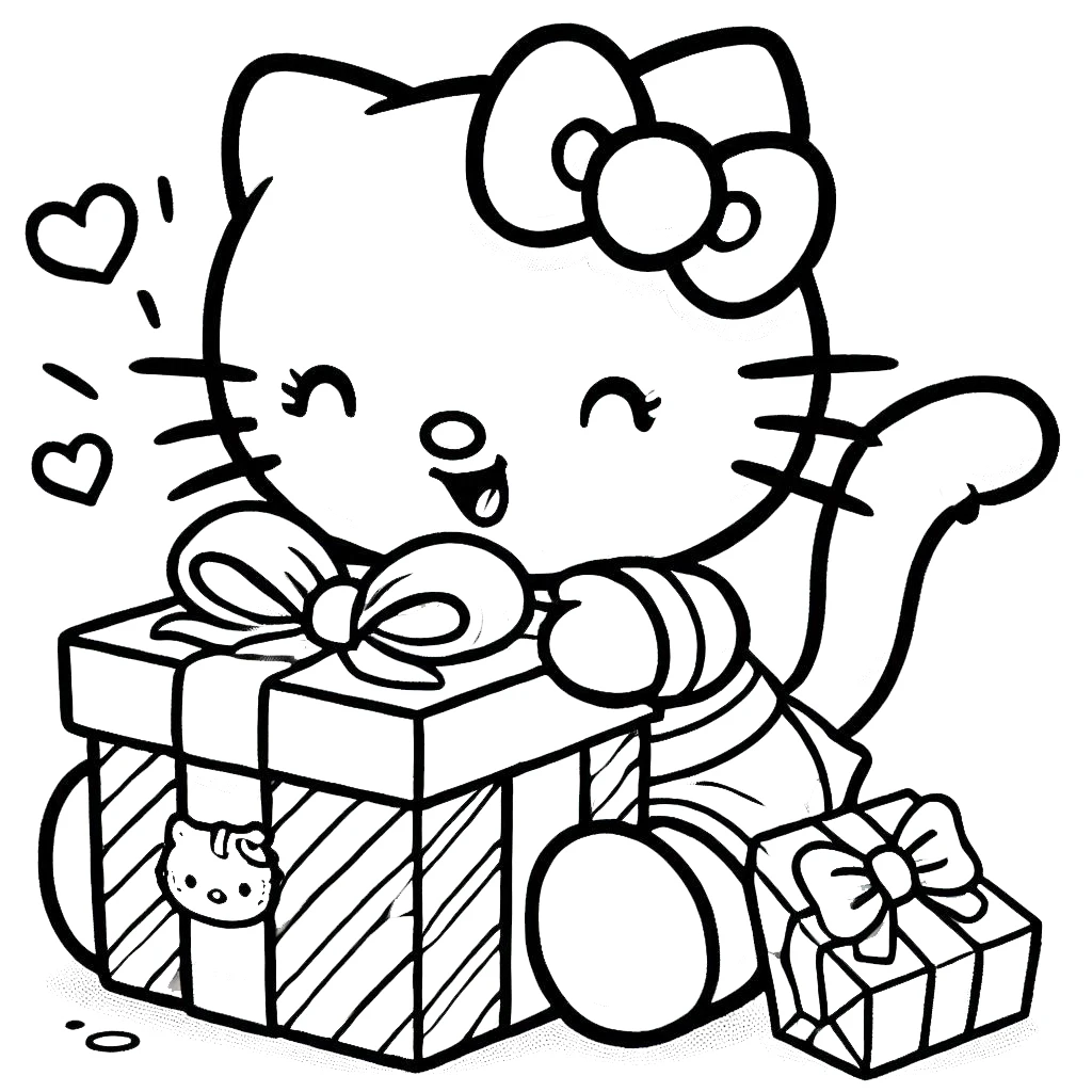 coloriage Hello Kitty Noël et apprentissage