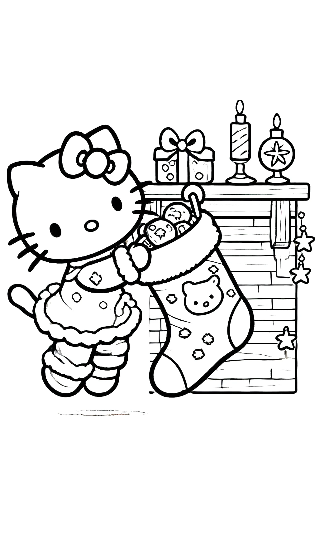 télécharger coloriage Hello Kitty Noël gratuit 1