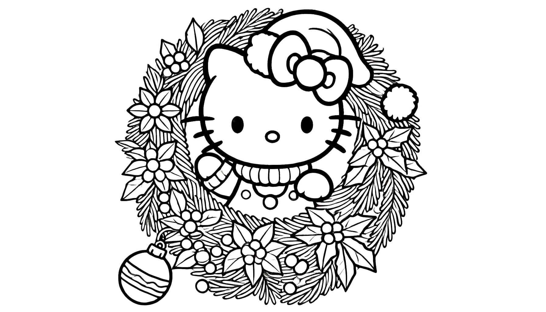 coloriage Hello Kitty Noël pour enfant gratuit 1