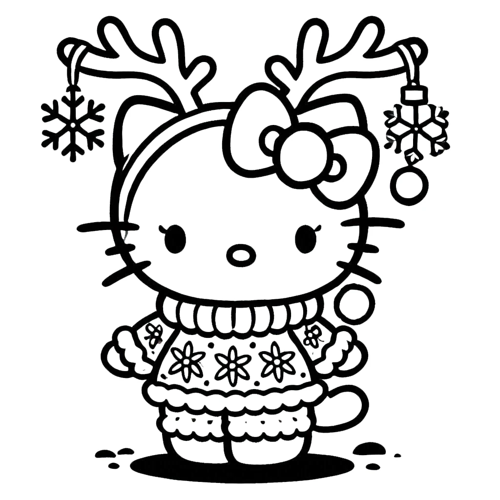 coloriage Hello Kitty Noël pour enfant a imprimer gratuit 1