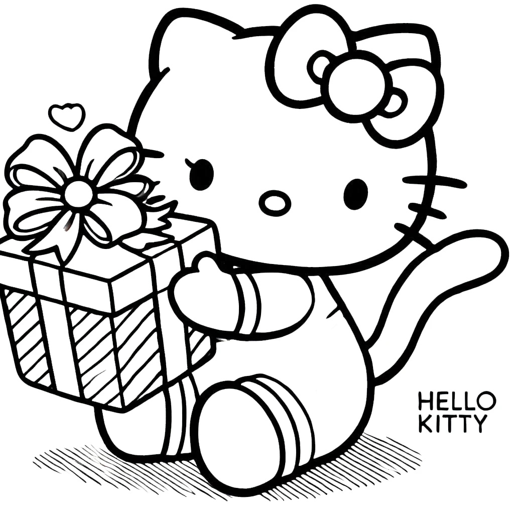 coloriage Hello Kitty Noël d'enfant a imprimer