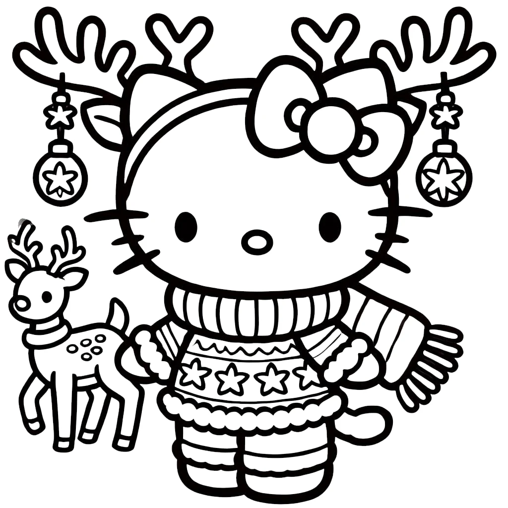 coloriage Hello Kitty Noël à imprimer pdf gratuit 3