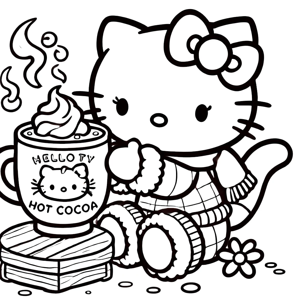 imprimer coloriage Hello Kitty Noël 2