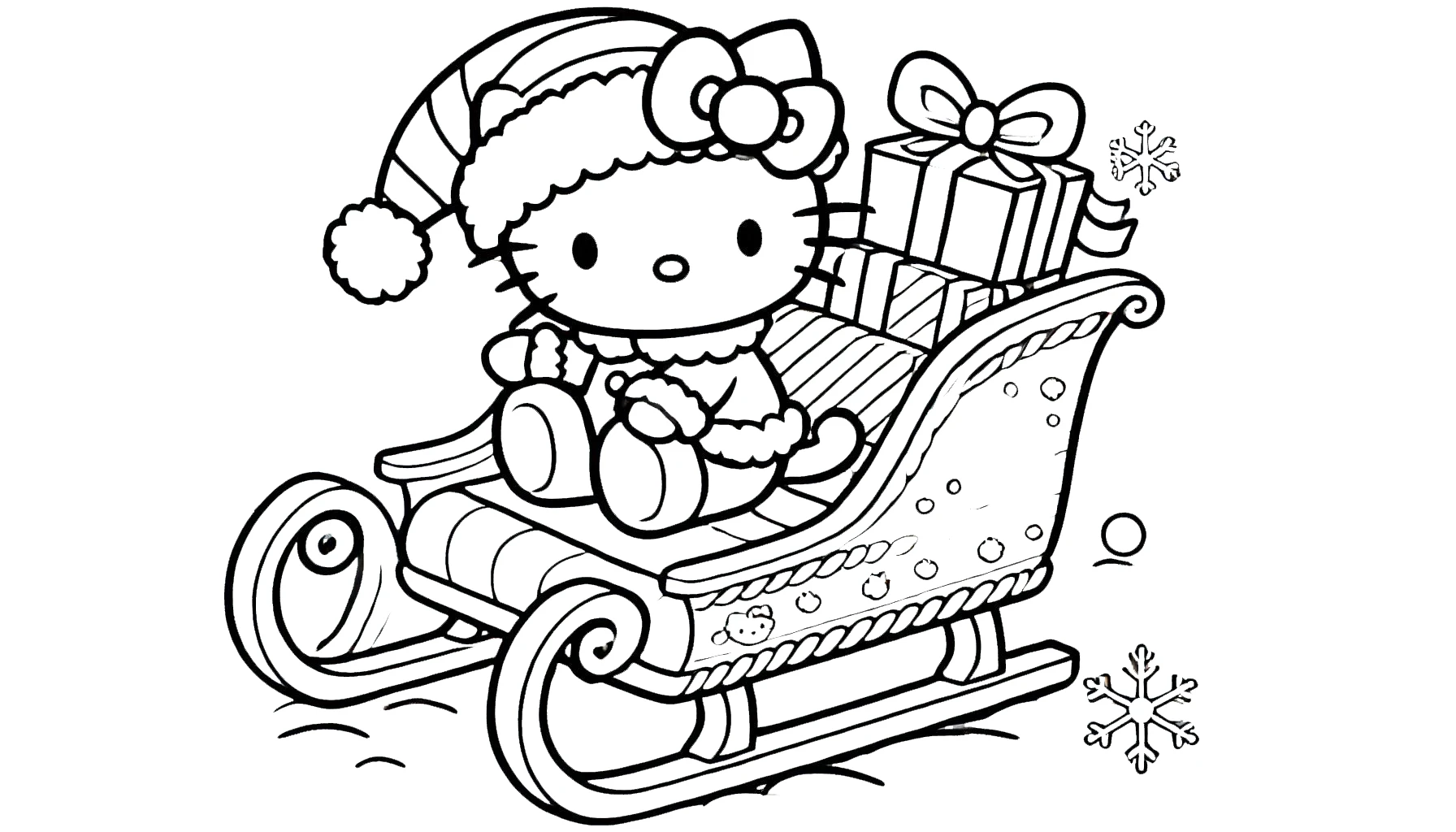 coloriage Hello Kitty Noël a dessiner en ligne