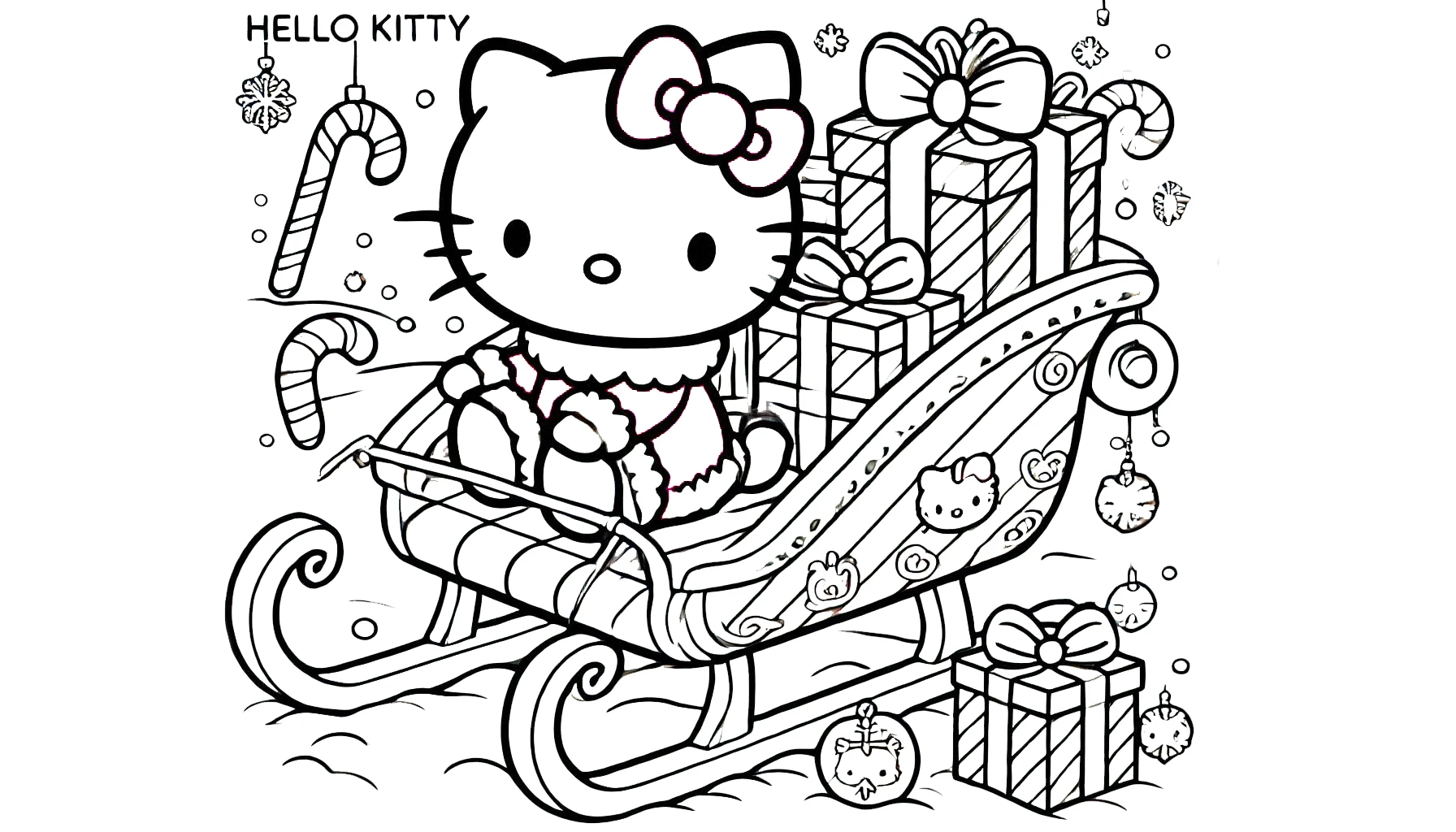 coloriage Hello Kitty Noël à imprimer gratuitement