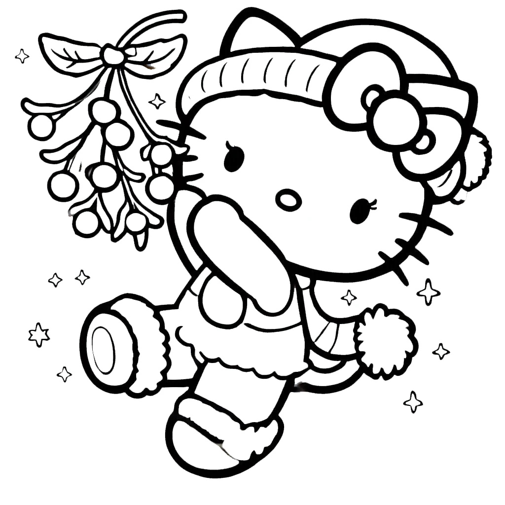 coloriage Hello Kitty Noël gratuit pour enfants