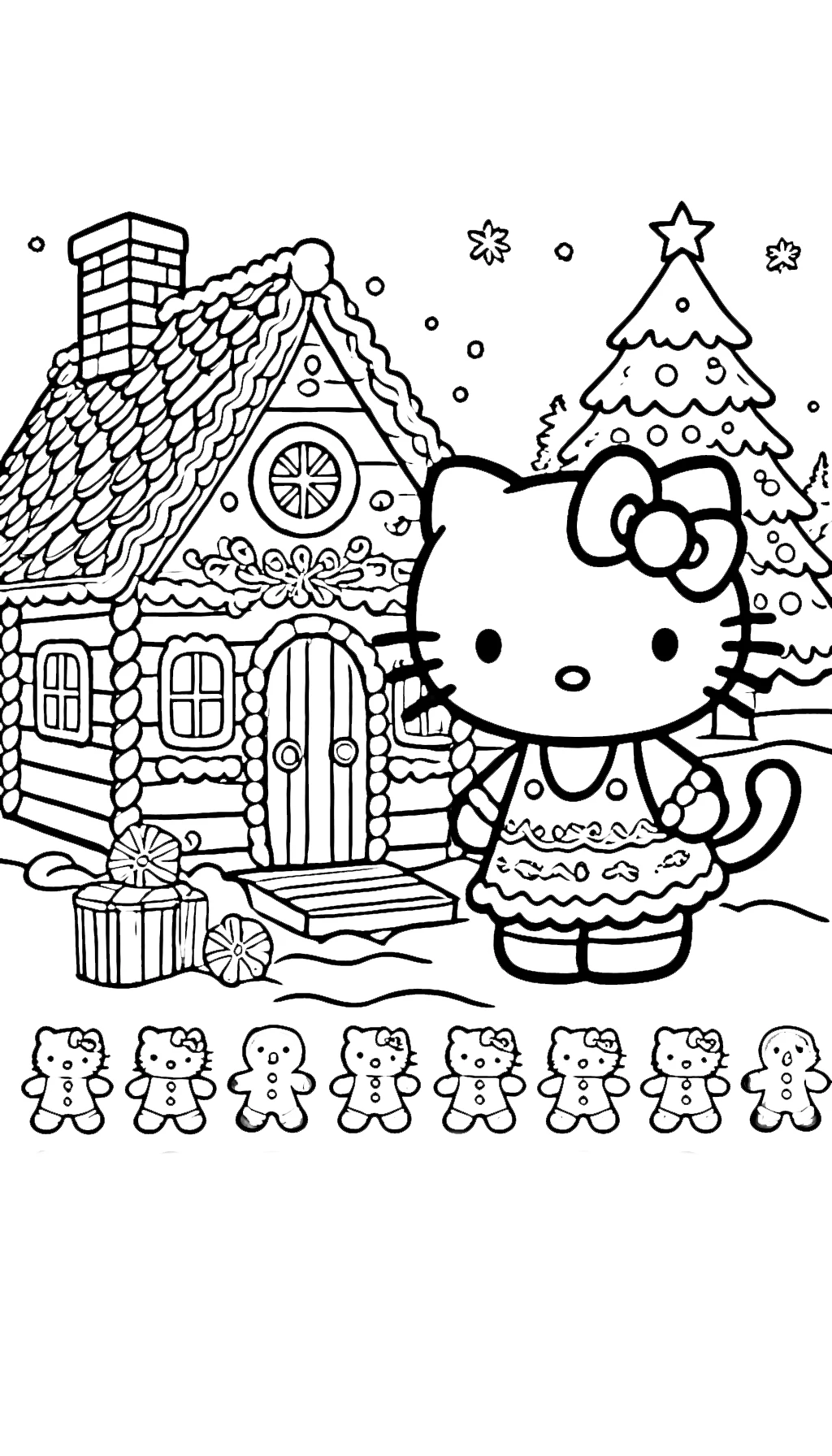 coloriage Hello Kitty Noël pour enfant