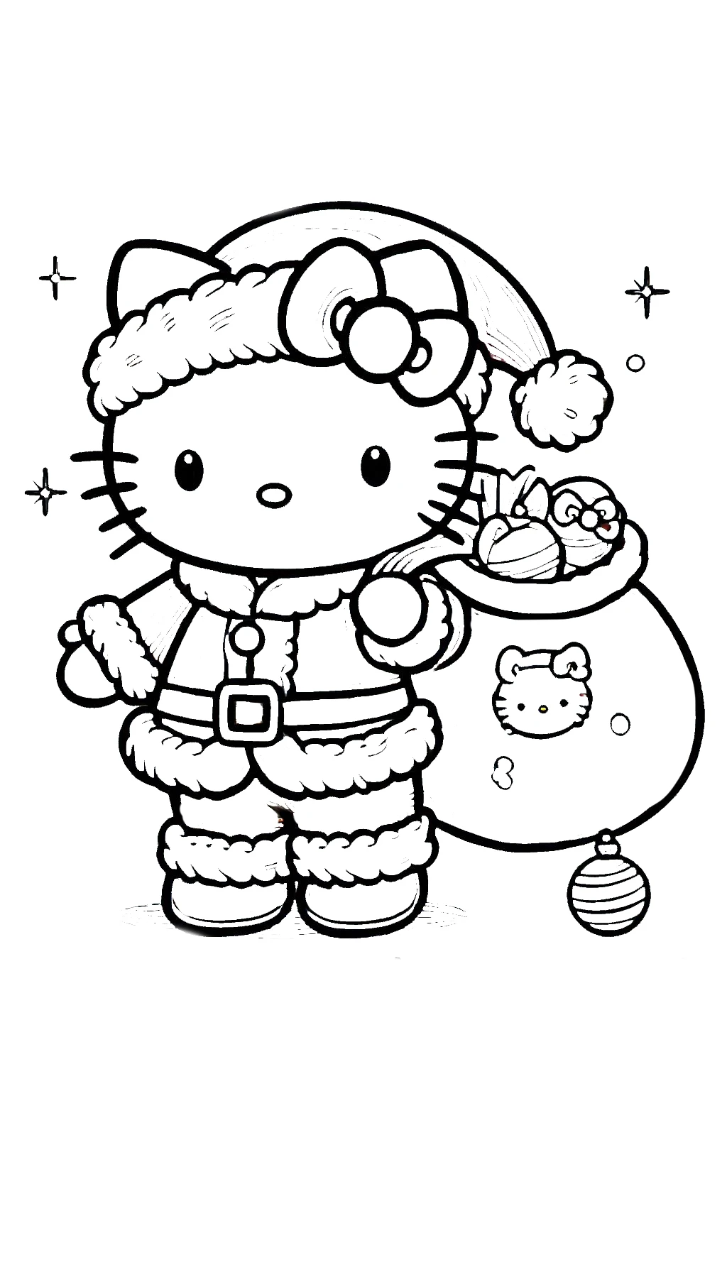 coloriage Hello Kitty Noël et dessin a imprimer