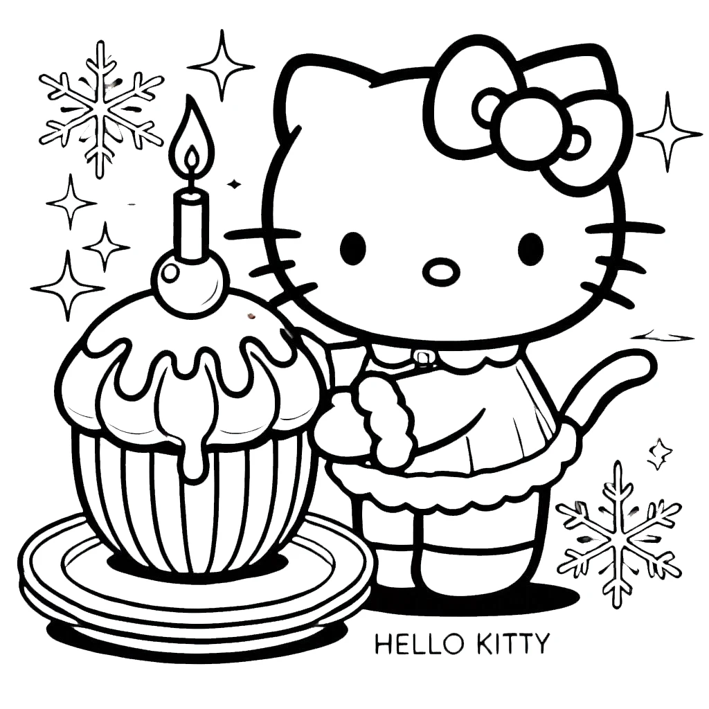 coloriage Hello Kitty Noël et découpage à imprimer