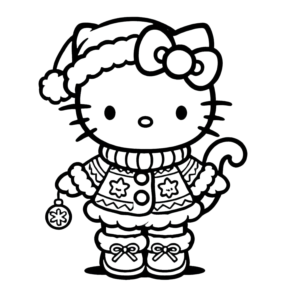 coloriage Hello Kitty Noël educatif pour enfant