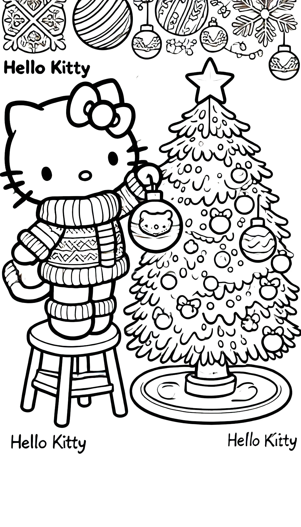 imprimer coloriage Hello Kitty Noël