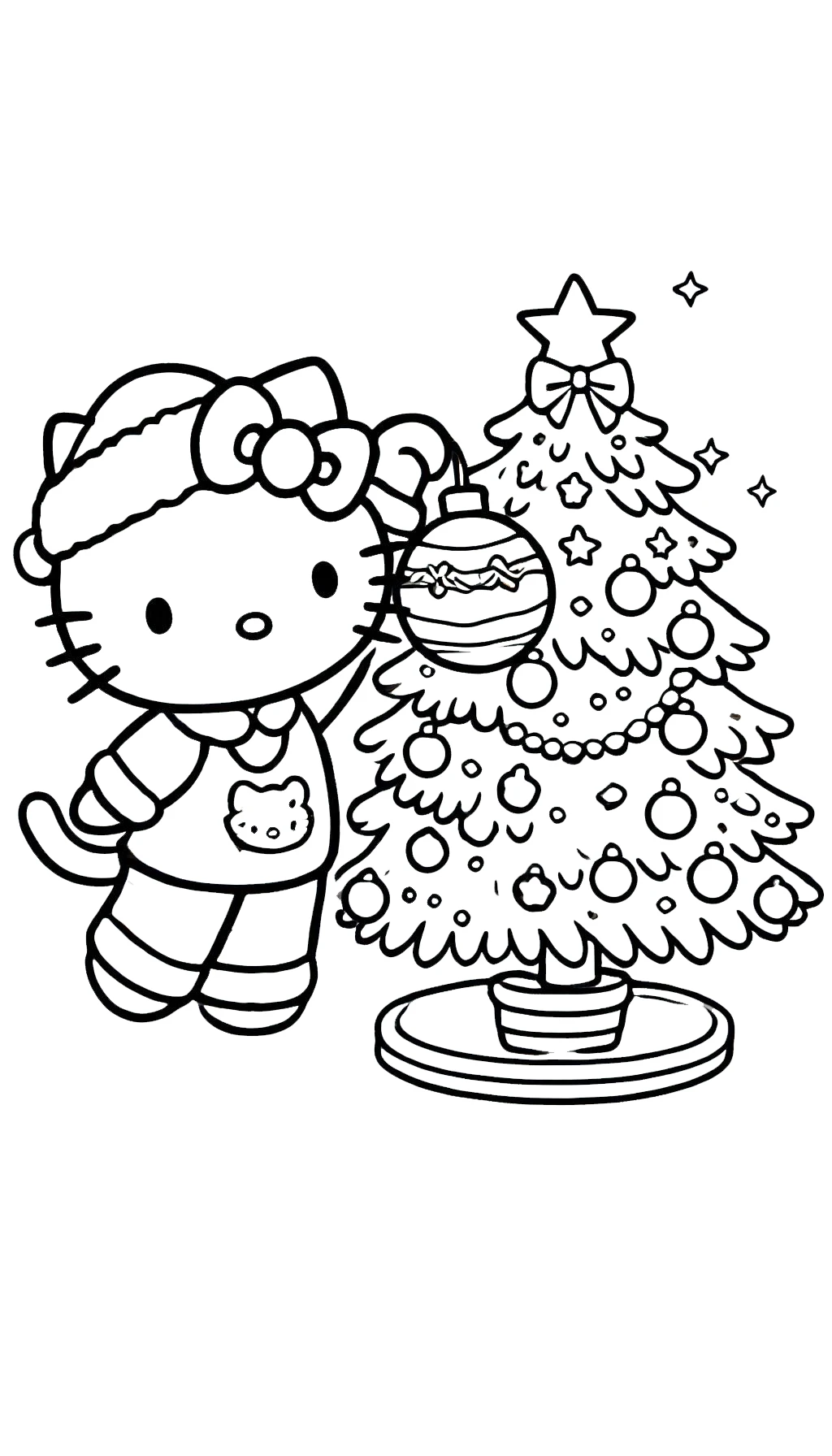 coloriage Hello Kitty Noël à imprimer gratuitement pdf