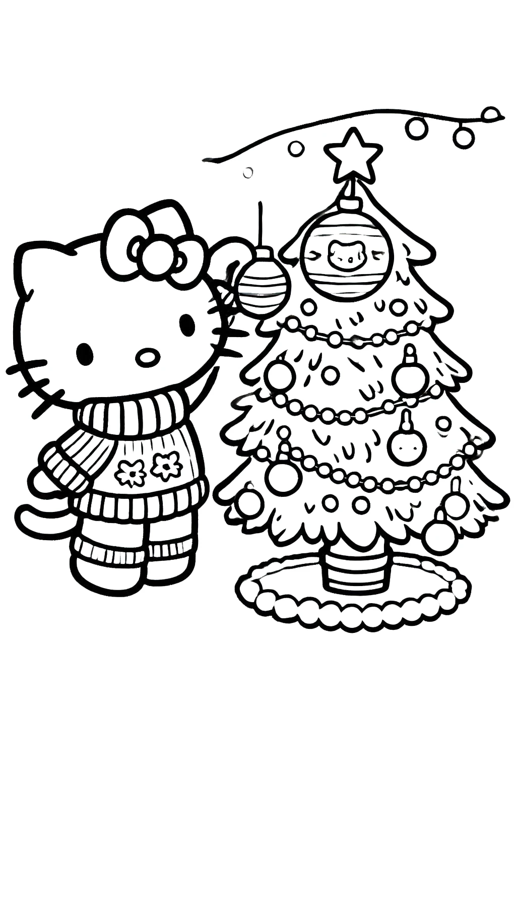 imprimer coloriage Hello Kitty Noël 1